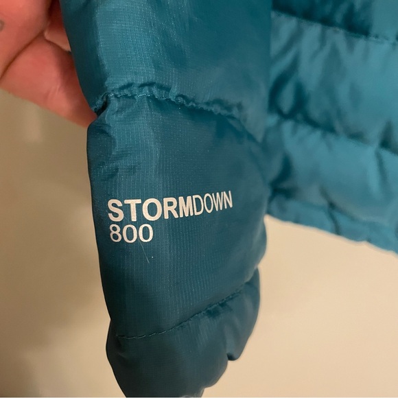 Eddie Bauer Women’s Size Large Turquoise Stormdown 800 Hooded Puffer Jacket - Picture 5 of 12